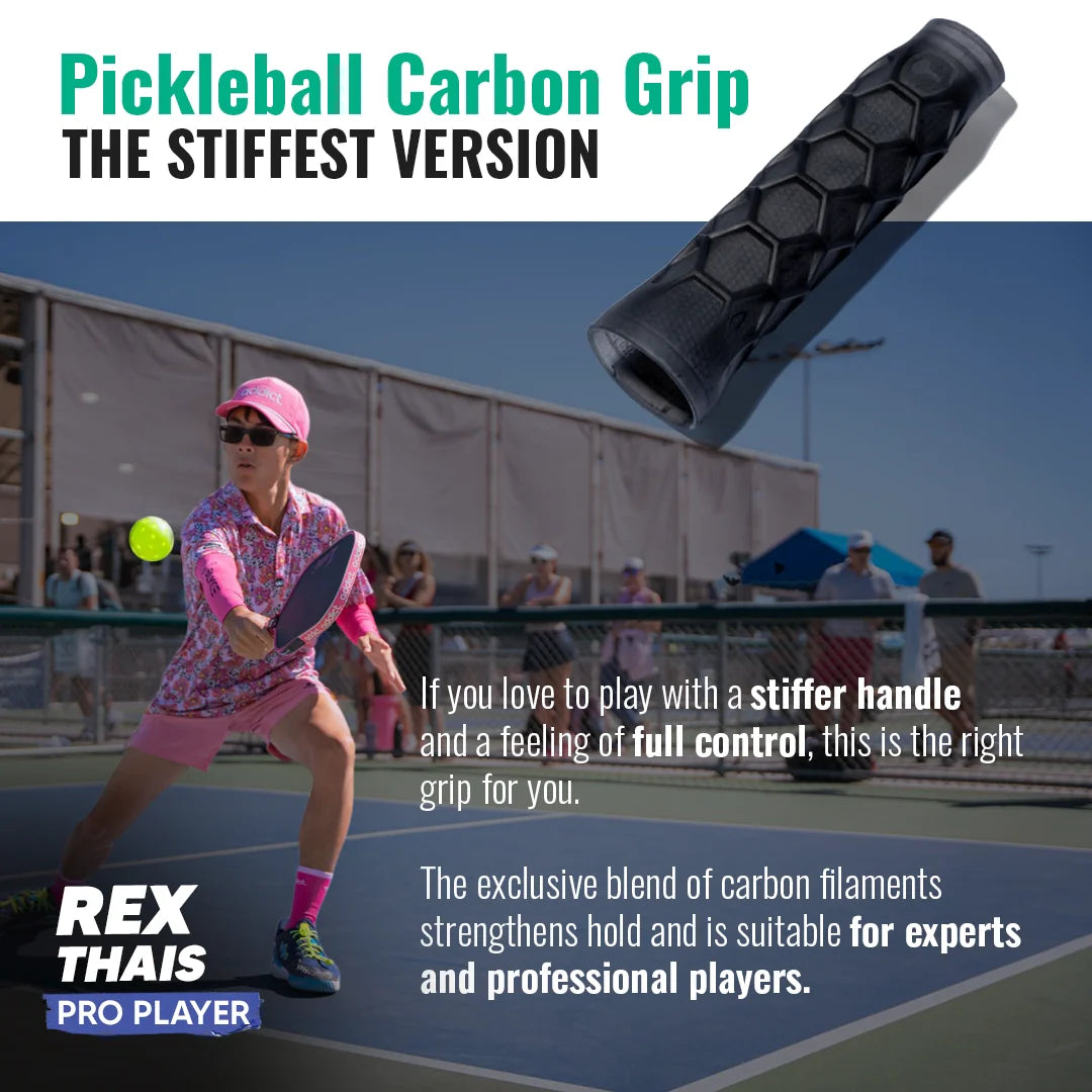 Pickleball Carbon Grip - 5.25 Inches Long - Stiff Feel - Charcoal